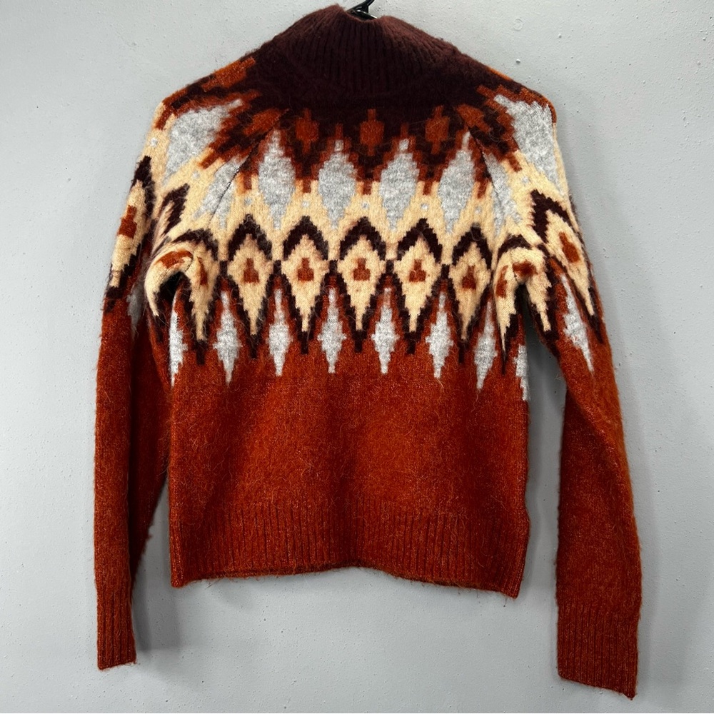 Sincerely Jules Knit Turtleneck Sweater Aztec Geometric Pattern